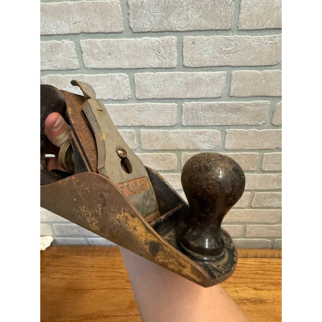 Vintage Stanley No 4 Wood Carpentry Plane Grooved Planer Tool For Restoration