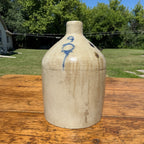 Antique 3 Gallon Stoneware Jug Cobalt Blue 3 Salt Glaze Primitive Crock Jug Akron?