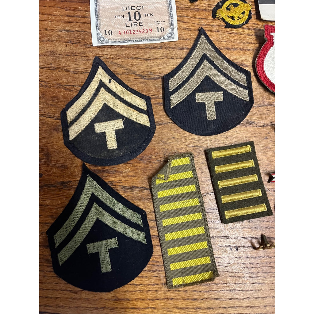 Vintage WWII Soldier Estate Lot Medals Service Patches Bars Ephemera