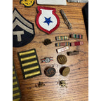 Vintage WWII Soldier Estate Lot Medals Service Patches Bars Ephemera