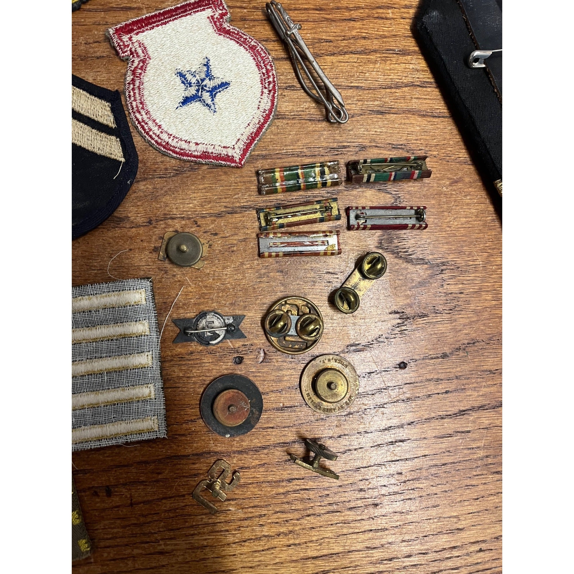 Vintage WWII Soldier Estate Lot Medals Service Patches Bars Ephemera