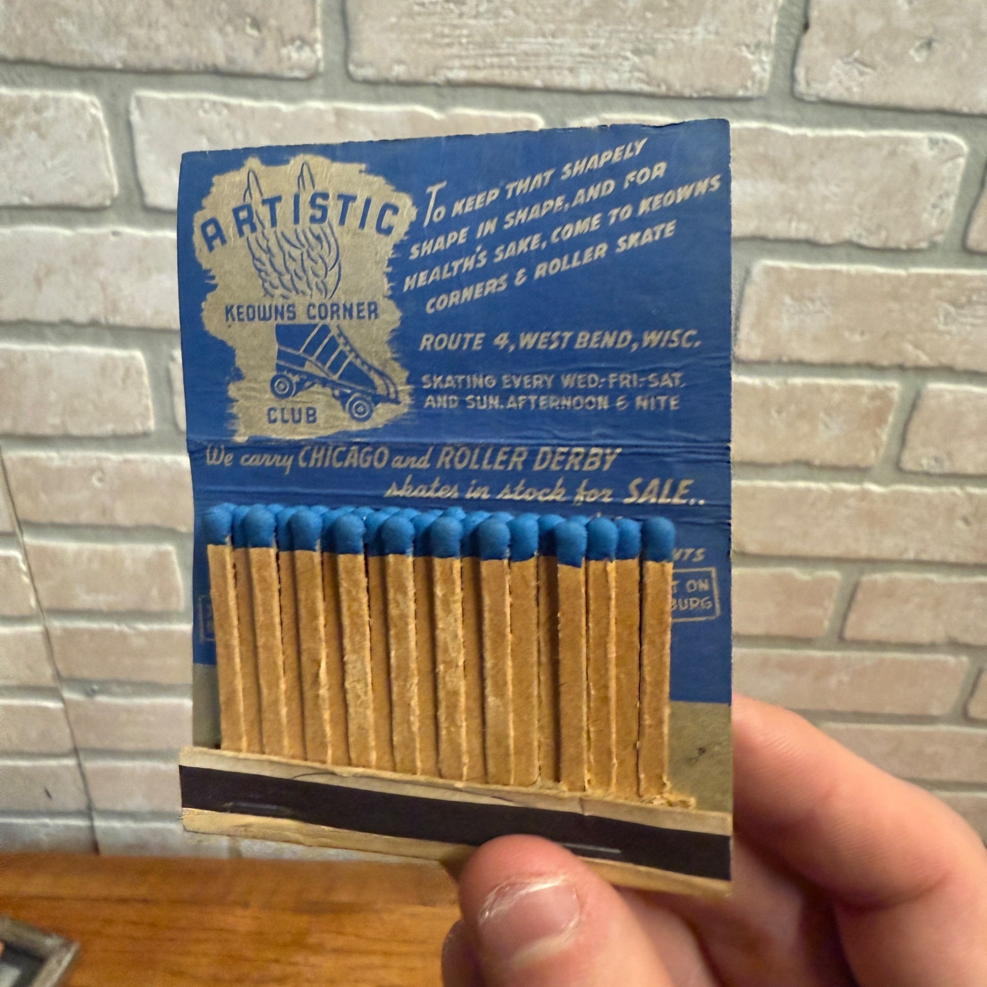 Vintage Keowns Korner Roller Rink Roller Skating Advertising Matchbook Full