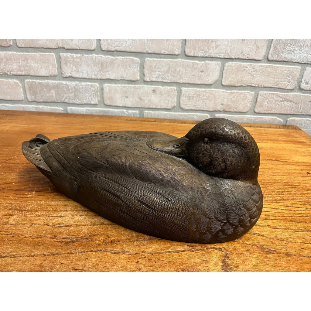 Vintage Brown Duck Decoy by Culbertson's 14" Resin