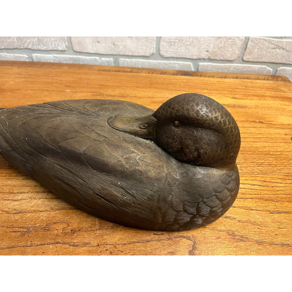 Vintage Brown Duck Decoy by Culbertson's 14" Resin