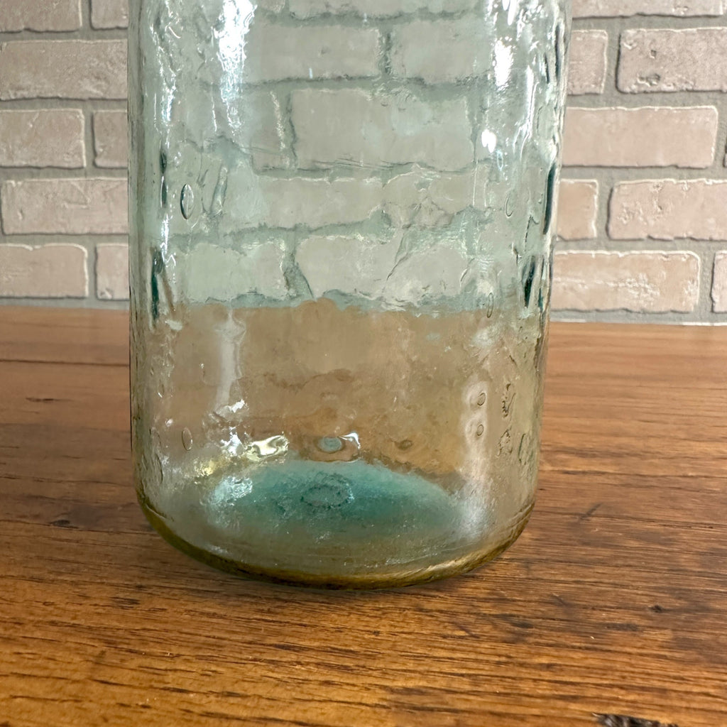 Masons Pat Nov 30th 1858 Large Bold Embossed Blue Mason Jar Green w/ Lid