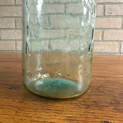 Masons Pat Nov 30th 1858 Large Bold Embossed Blue Mason Jar Green w/ Lid