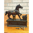Antique Original 1885 Trick Pony Mechanical Bank & Key Shepard Hardware