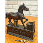Antique Original 1885 Trick Pony Mechanical Bank & Key Shepard Hardware