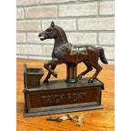 Antique Original 1885 Trick Pony Mechanical Bank & Key Shepard Hardware