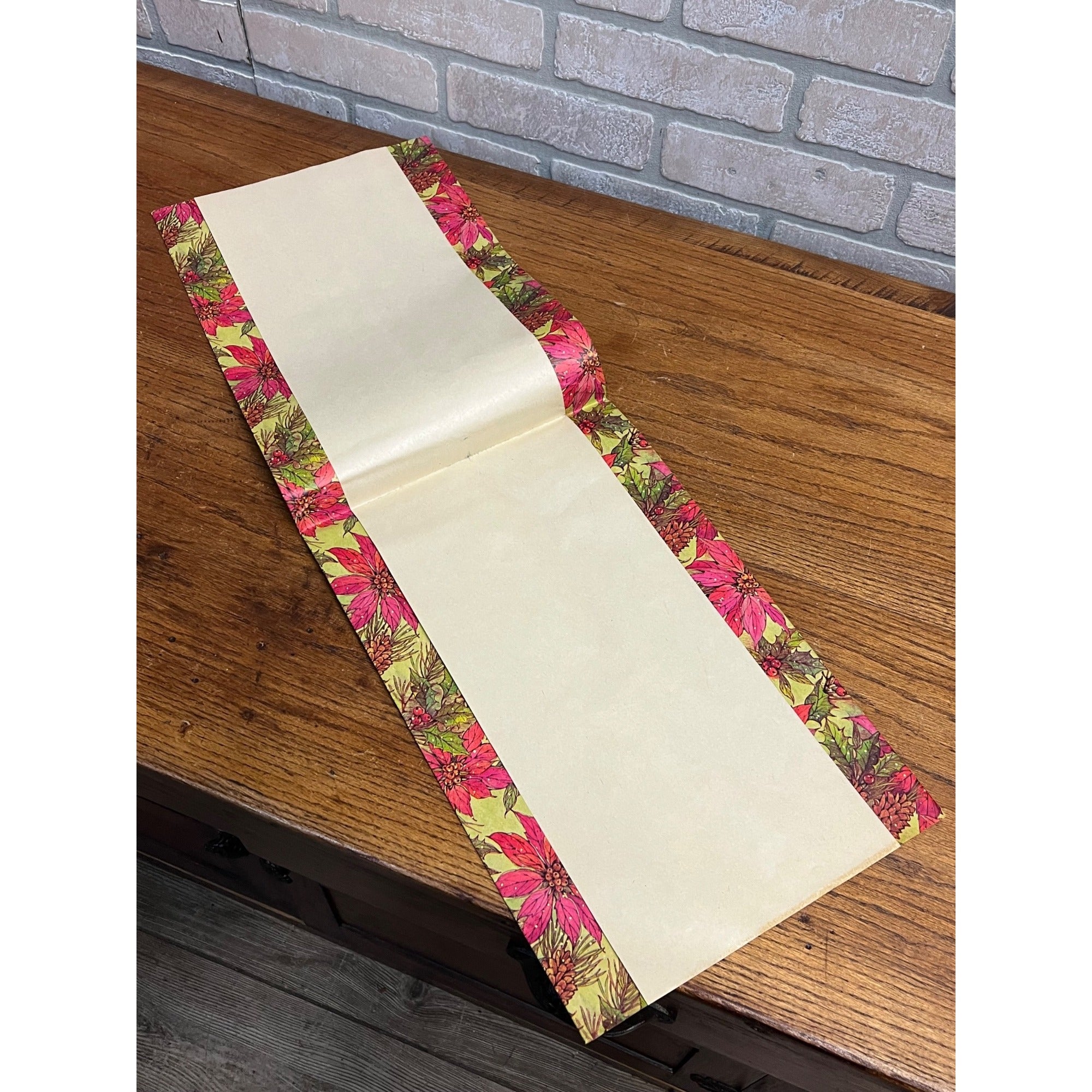 Vintage 1950s Christmas Wrapping Paper Single Sheet Gift Wrap - Poinsettias