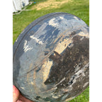 Antique Primitive Hand Turned Wooden Dough Bowl Old Black Paint AAFA Farmhouse