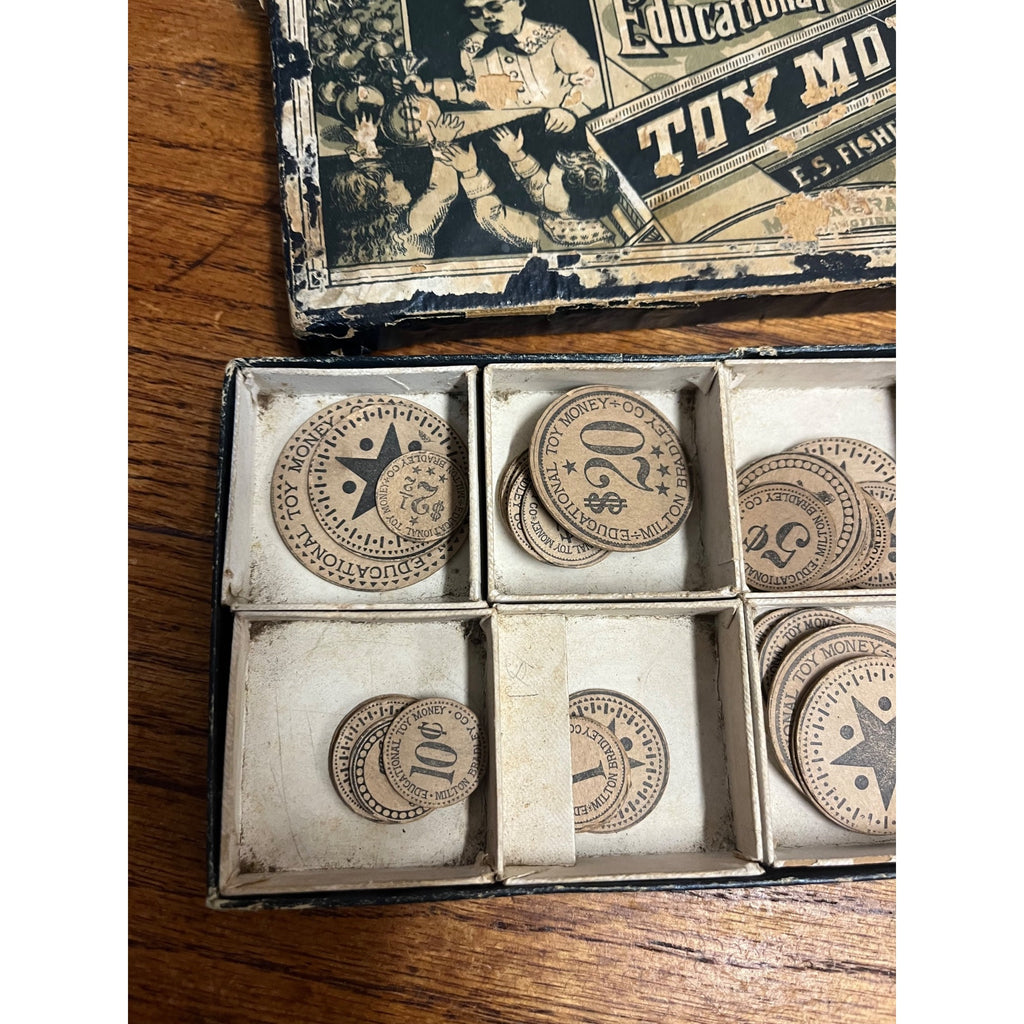 Antique 1890s Educational Toy Money - Milton Bradley - E.S. Fisher’s Patent 1877