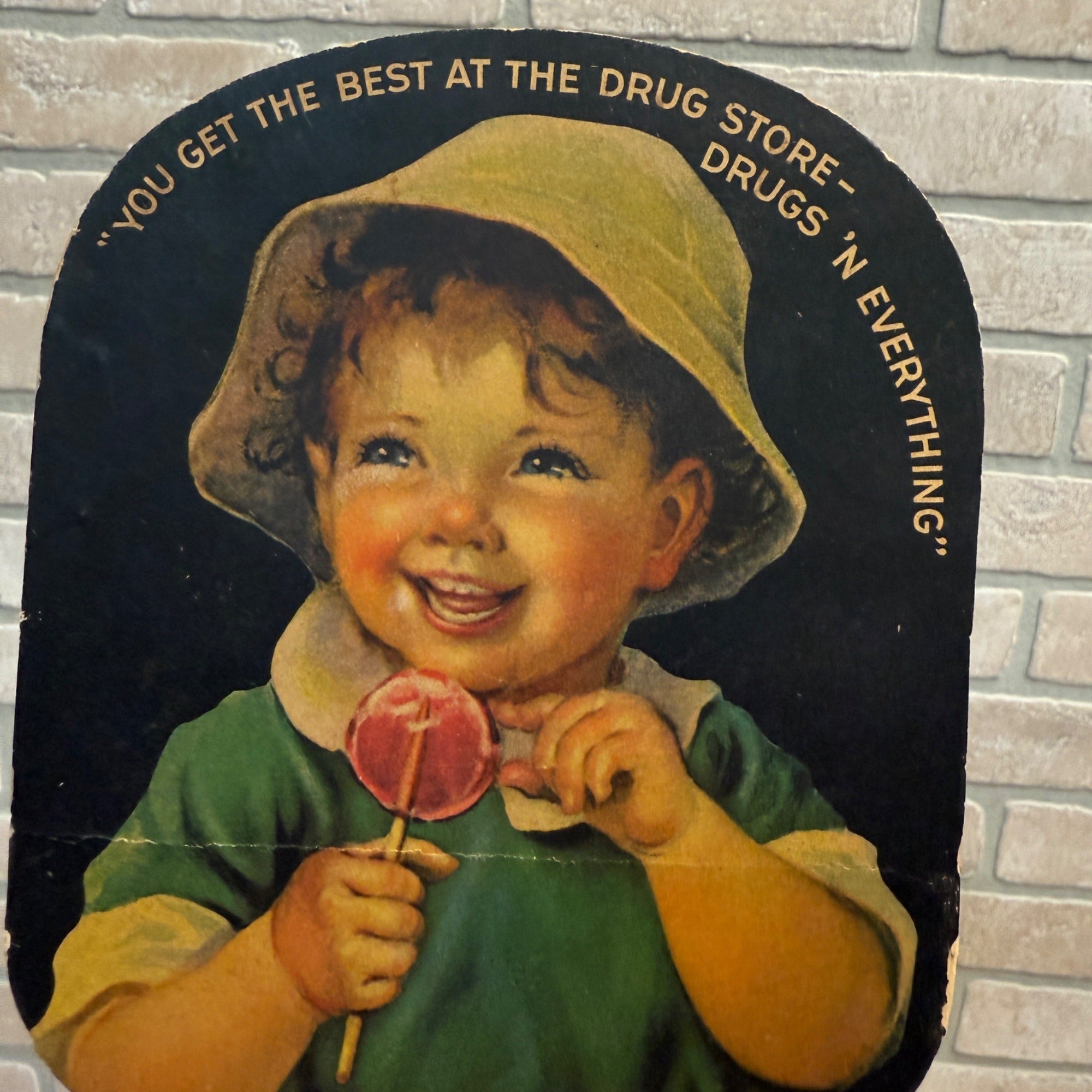 Vintage 1920s Nature's Remedy Tums Advertising Hand Fan Litho Sign