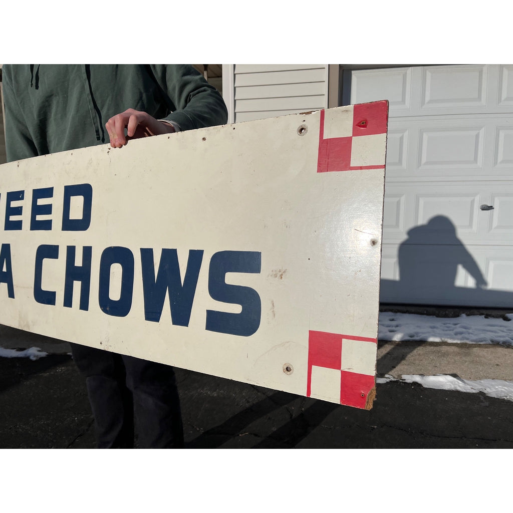 Vintage Feed Purina Chows Farm Store Advertising Sign Masonite