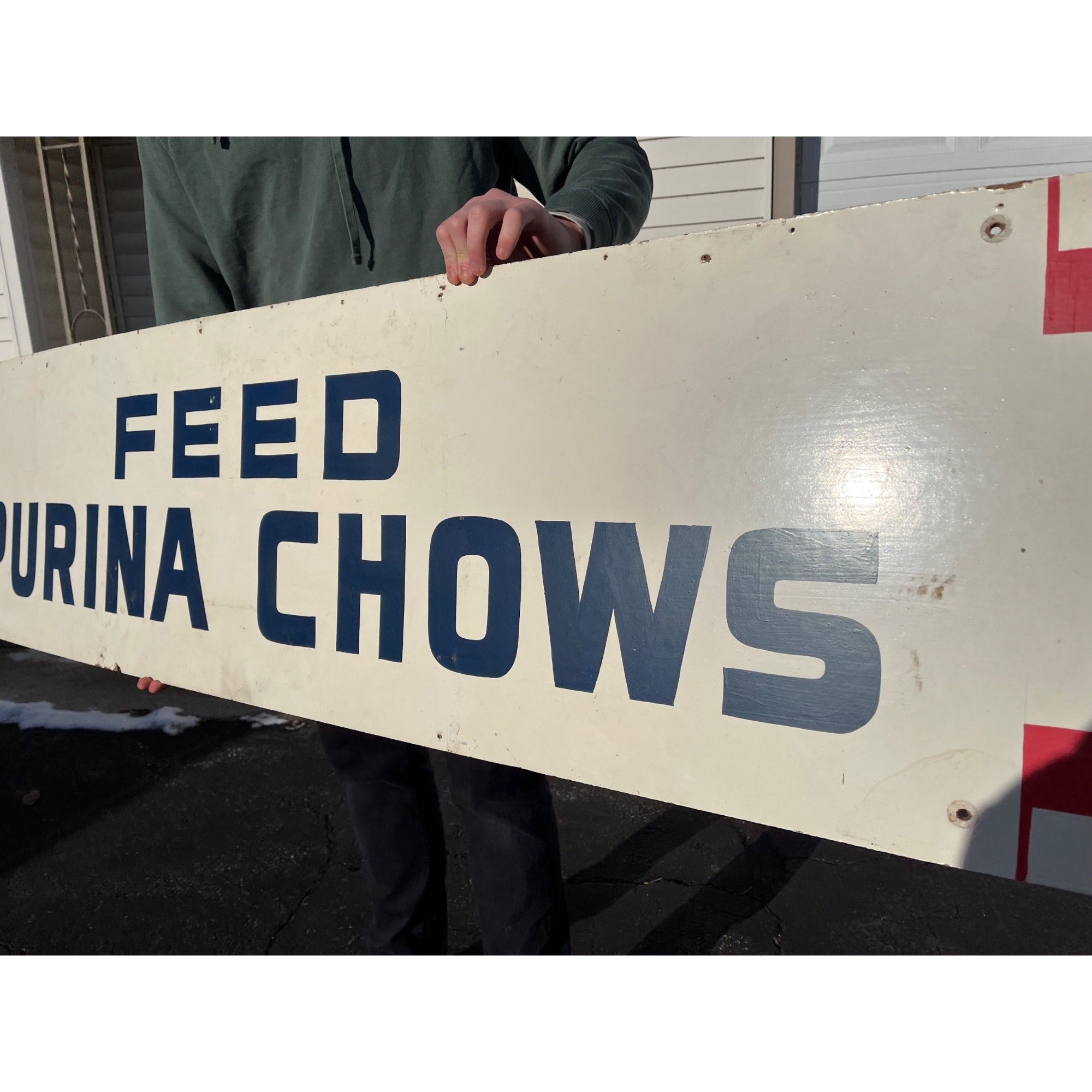 Vintage Feed Purina Chows Farm Store Advertising Sign Masonite