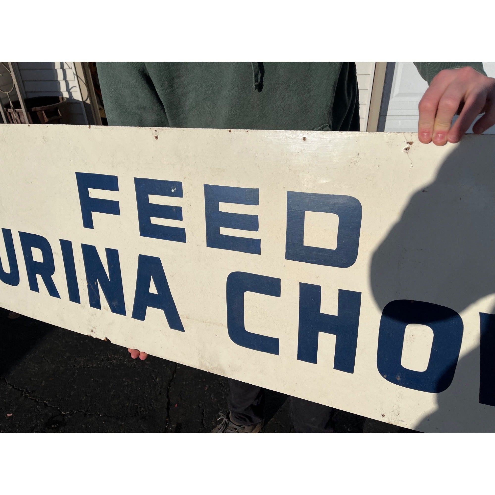Vintage Feed Purina Chows Farm Store Advertising Sign Masonite