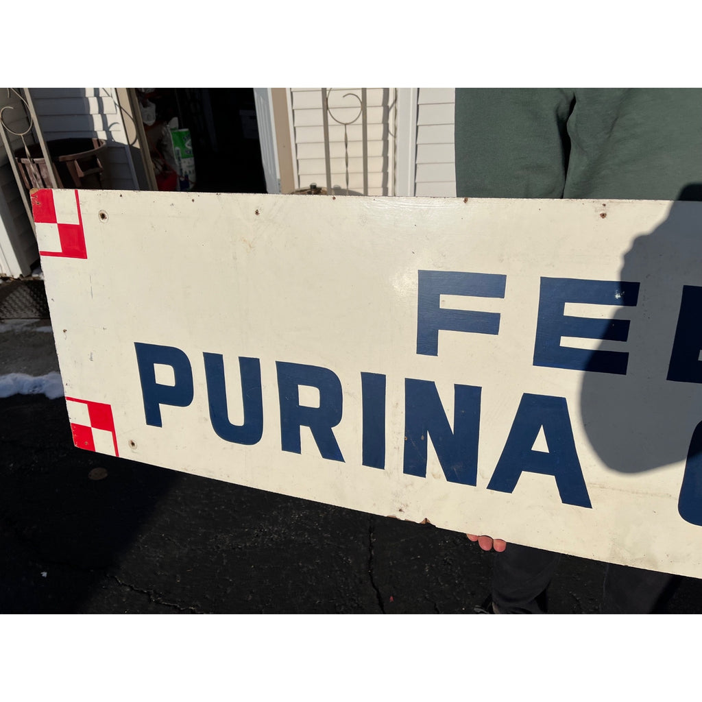 Vintage Feed Purina Chows Farm Store Advertising Sign Masonite