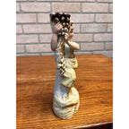Antique 1890s German Porcelain Figural Candlestick Harvest Girl Grapes #3383