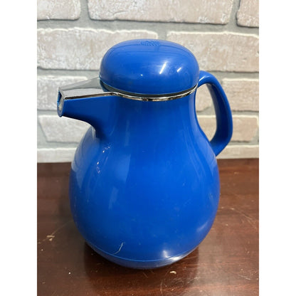 Vintage Peacock Vaccum Bottle Thermos Pitcher 9" Tall Blue Japan Retro Kitchen