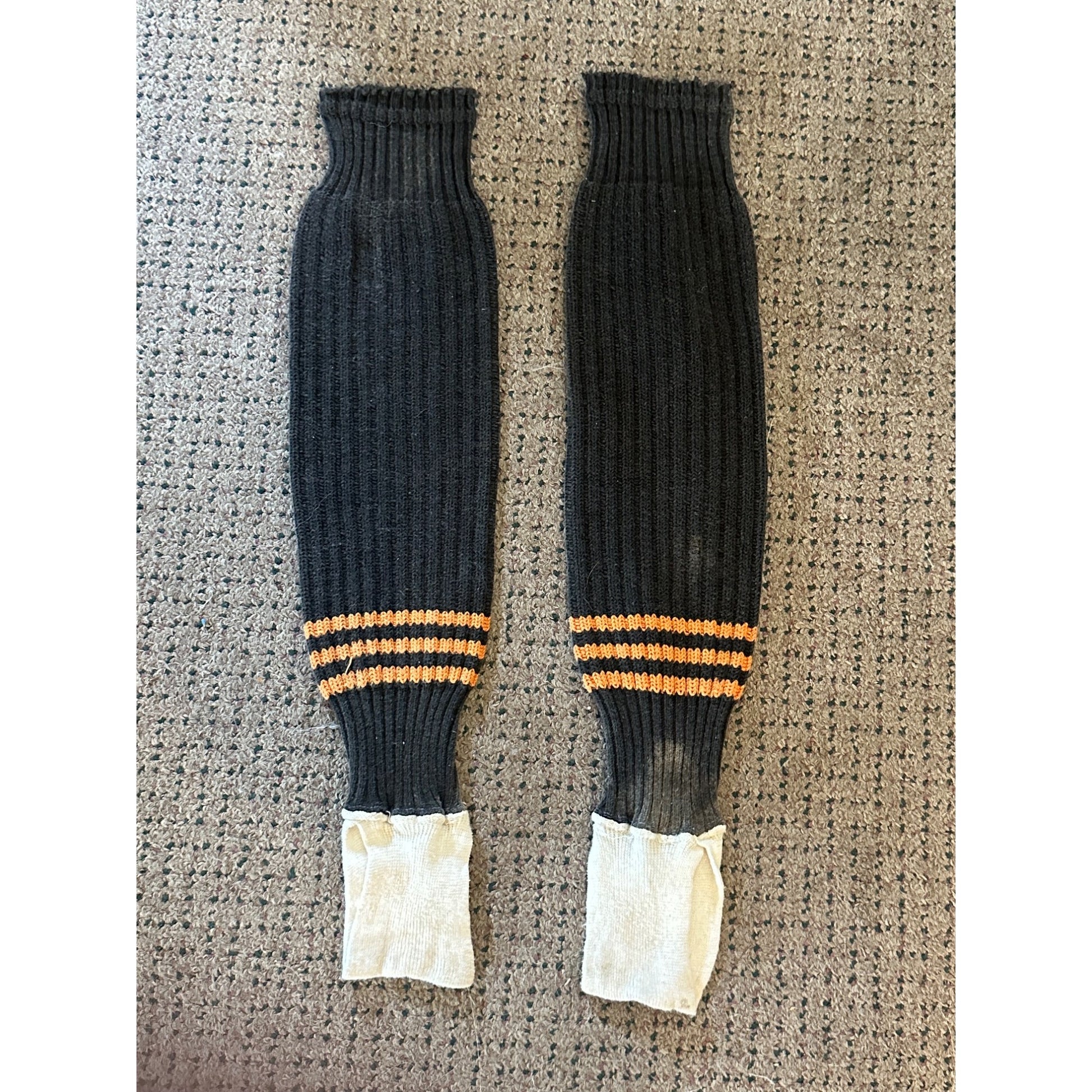 Antique Vintage Football Uniform Striped Wool Socks Brown & Orange