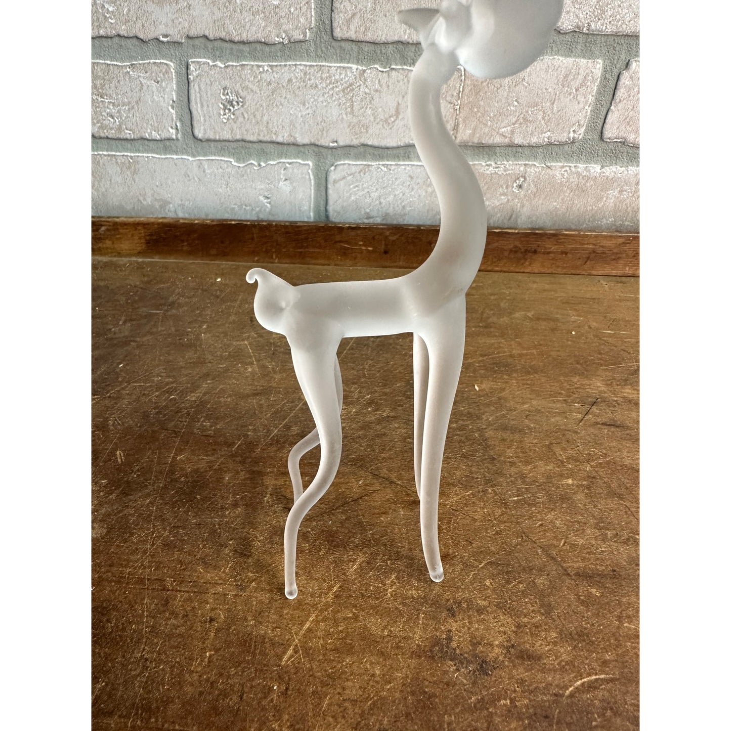 Vintage Silvestri Frosted Christmas Reindeer Art Crystal Glass 9.5" Tall