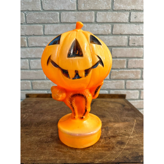 Vintage Halloween Cat & Jack O Lantern JOL 14" Plastic Blow Mold - No Cord