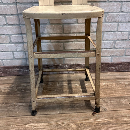 Vintage White Floral Kitchen Metal Stool Seat