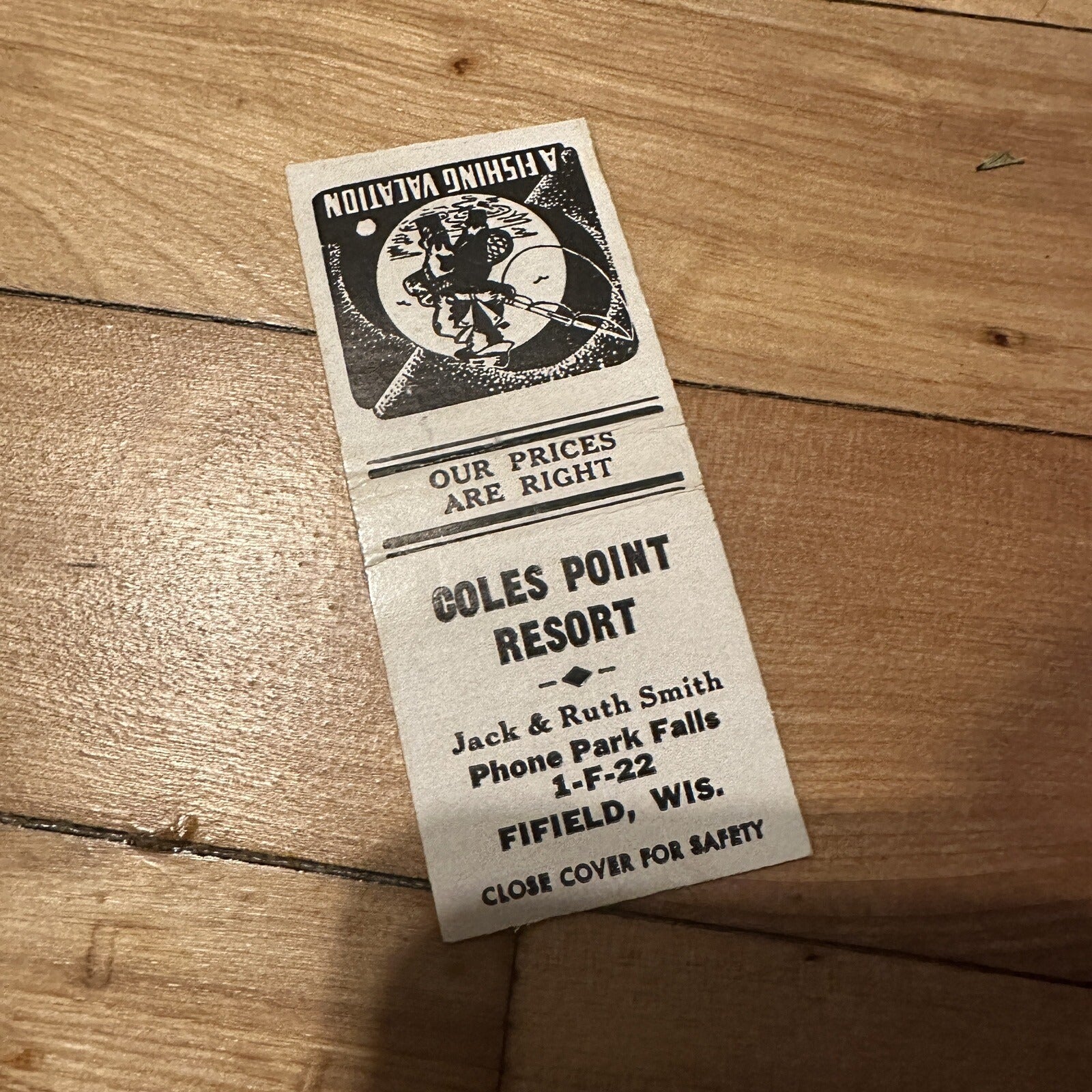 Vintage Coles Point Resort Fifield Wisconsin Advertising Matchbook