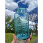 Antique Masons Patent 1858 Quart #25 Aqua Blue Canning Jar