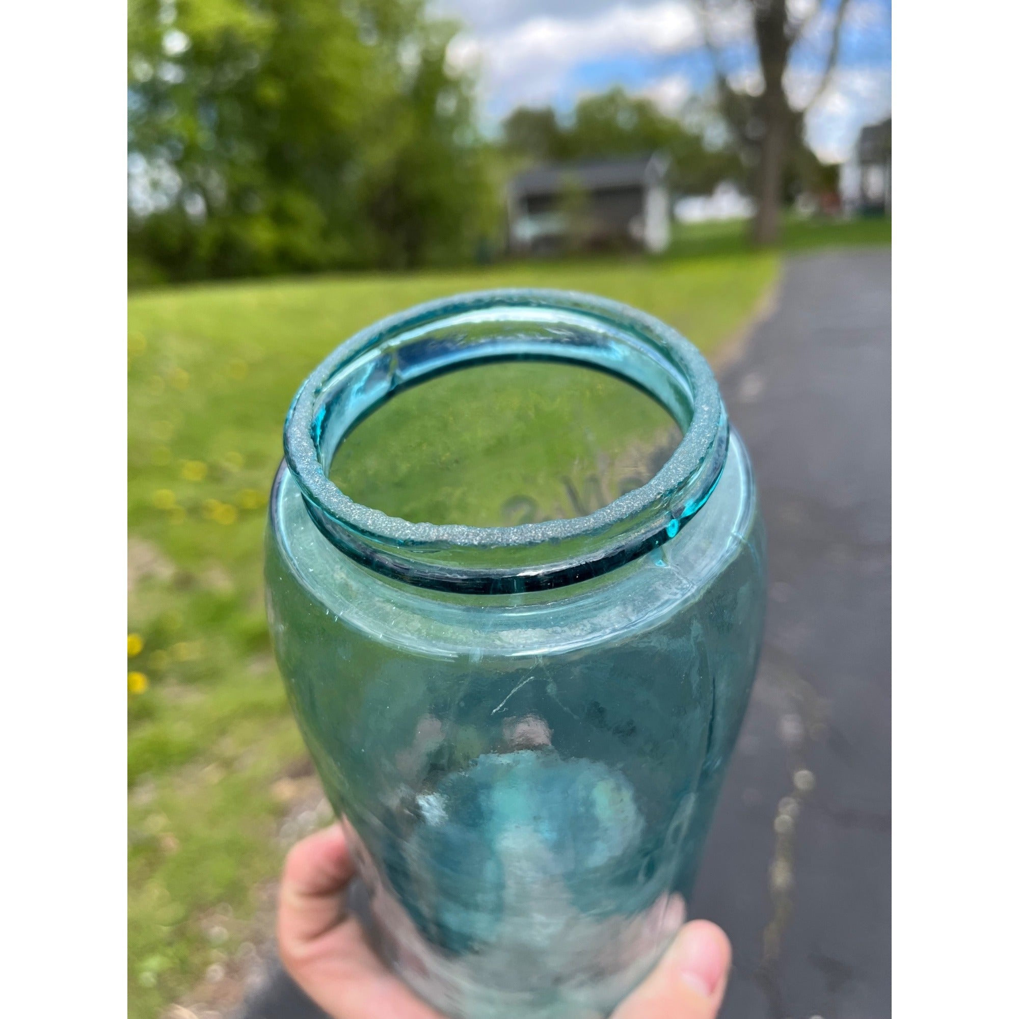 Antique Masons Patent 1858 Quart #25 Aqua Blue Canning Jar