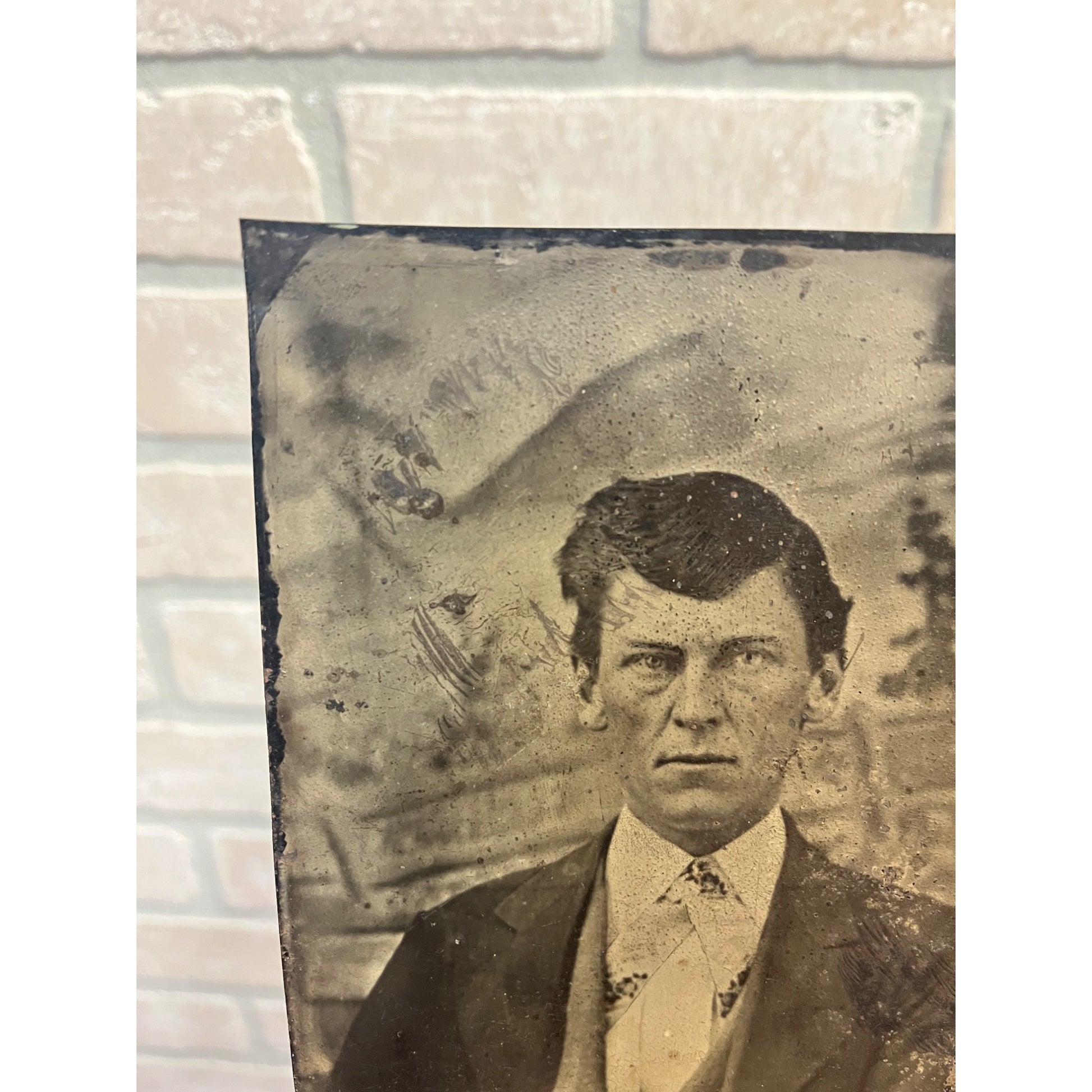 1800s Tintype Photo Creepy Scary Old Man 5x7 Large Format Strange Antique Photo