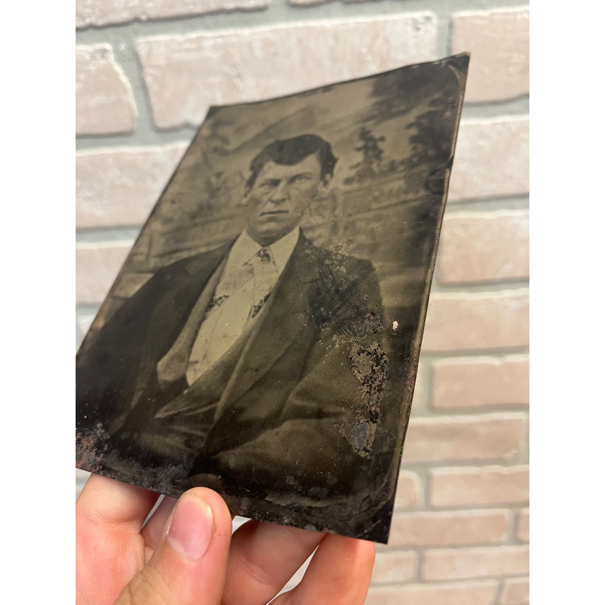 1800s Tintype Photo Creepy Scary Old Man 5x7 Large Format Strange Antique Photo