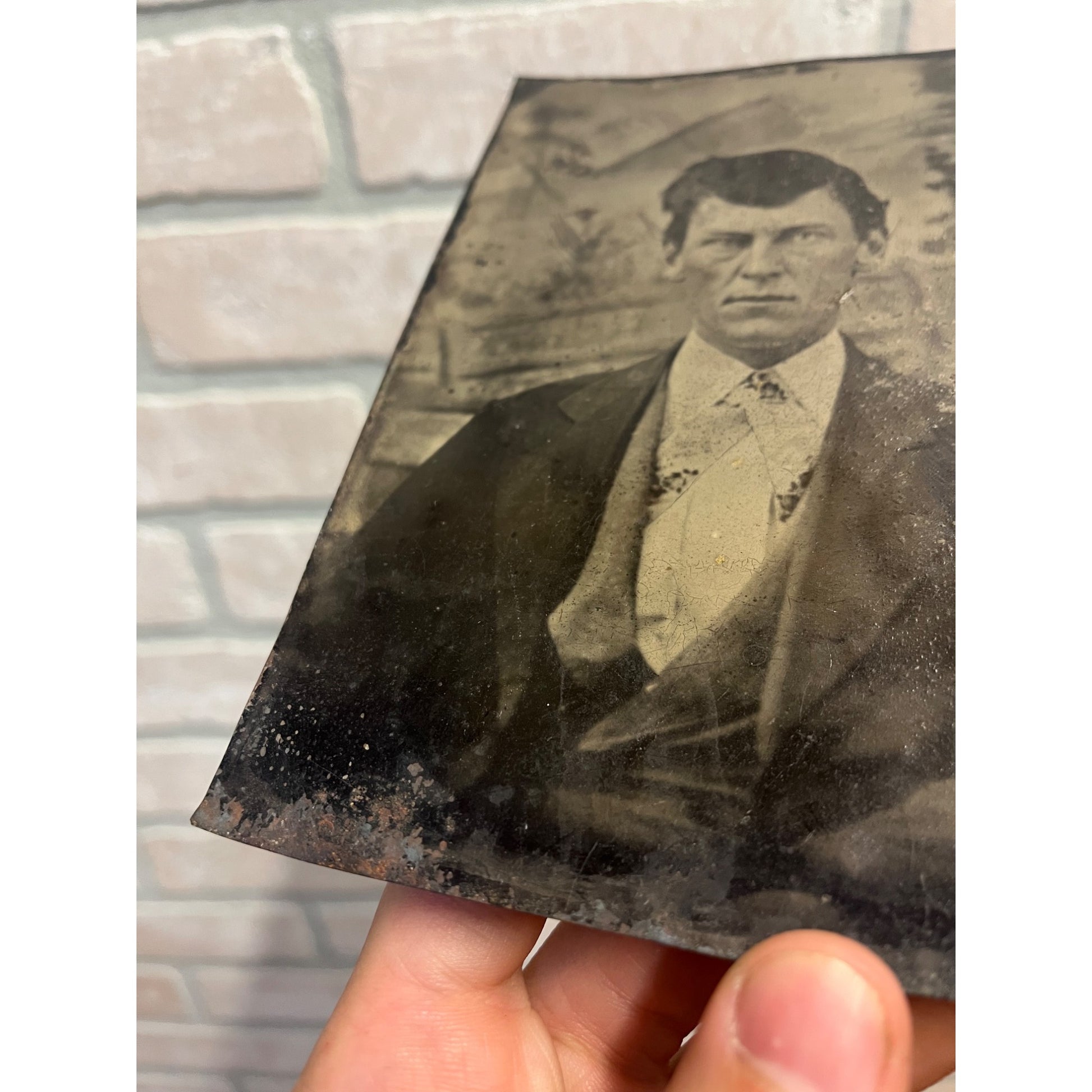 1800s Tintype Photo Creepy Scary Old Man 5x7 Large Format Strange Antique Photo
