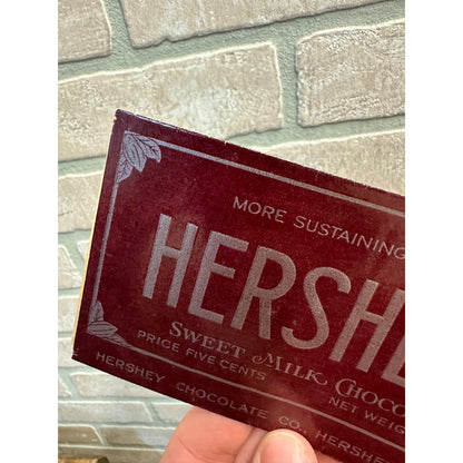 RARE Antique Early 1920s Hershey's Chocolate Bar Wrapper - Sustaining than Meat