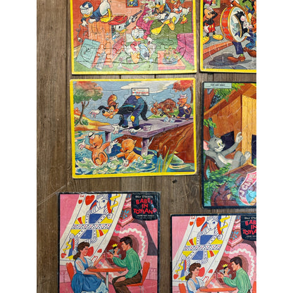 Vintage Huge Lot (11) Whitman Walt Disney Puzzle Trays Mickey Mouse Tom Jerry ++