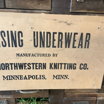 Antique 1910s Munsing Underwear Clothing Advertising Sign Minneapolis