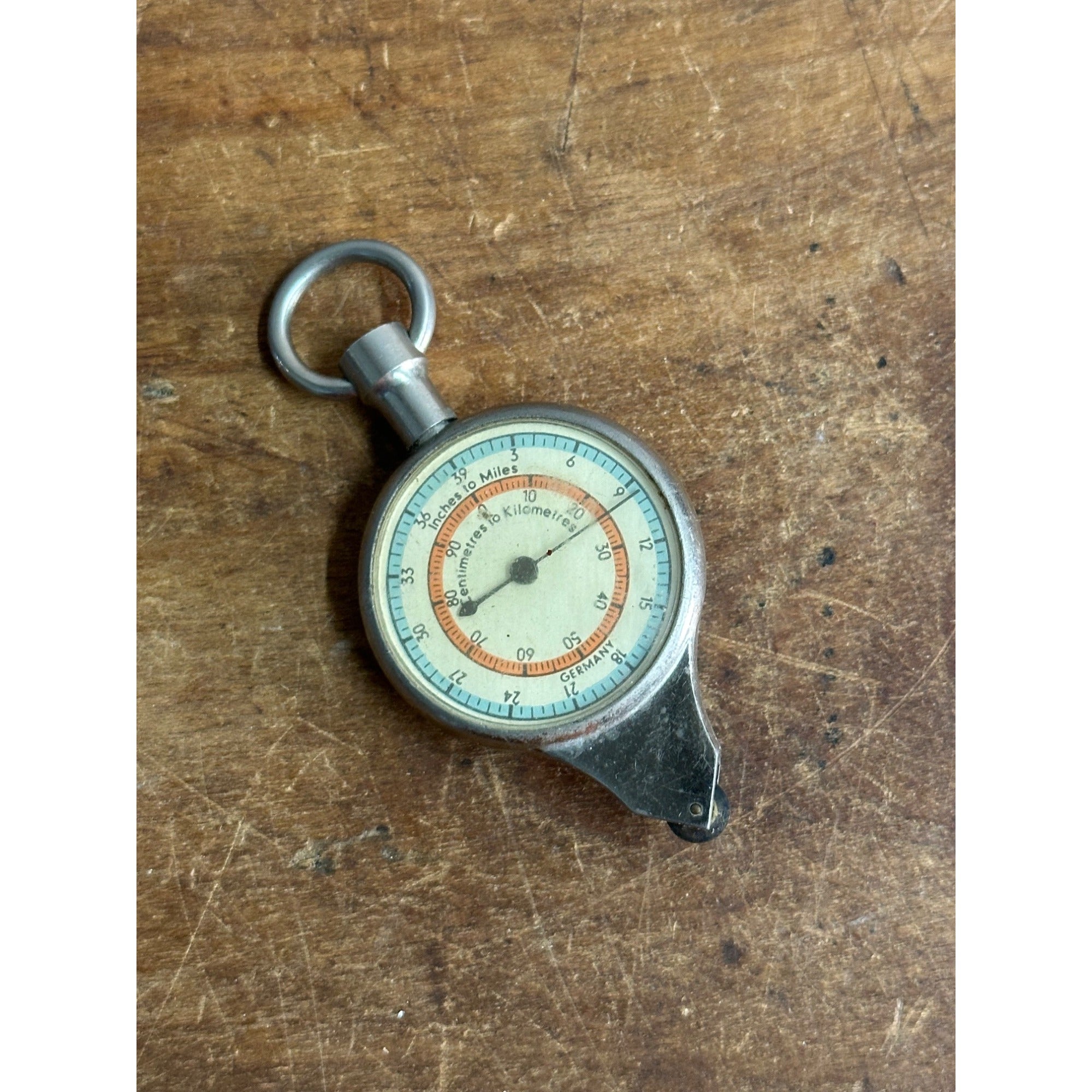 VINTAGE COMPASS GERMANY MAP READER CM TO KM & INCHES TO MILES CURVIMETER