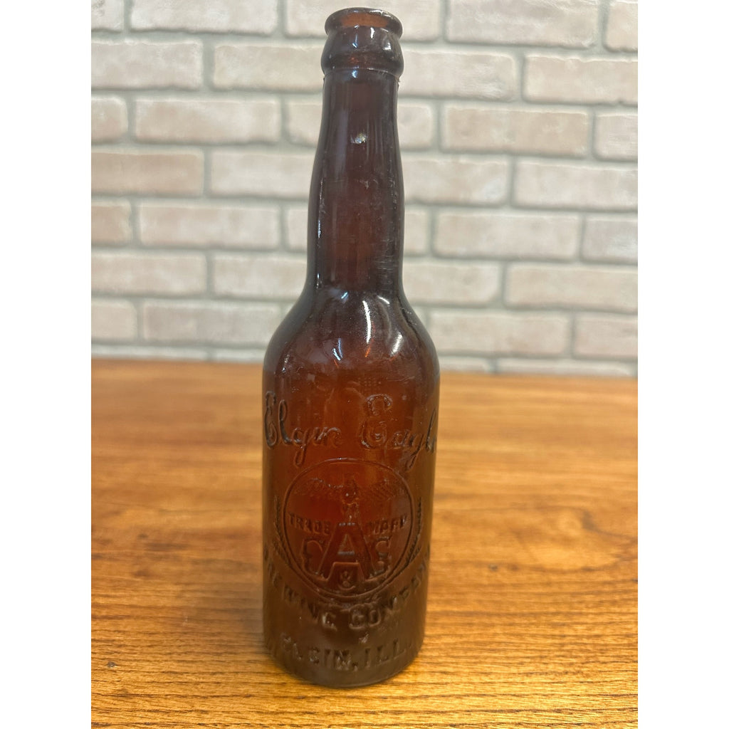 Pre-Pro Elgin Eagle Brewing Co. Beer Bottle 12oz Amber Brown Embossed ILL Illinois