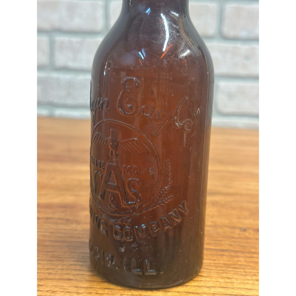 Pre-Pro Elgin Eagle Brewing Co. Beer Bottle 12oz Amber Brown Embossed ILL Illinois