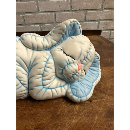 1986 CERAMIC EASTER RABBIT BUNNY SLEEPING BANK DANA'S MOLDS BLUE