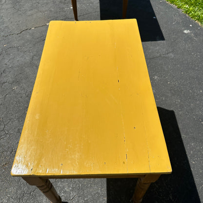 Primitive Yellow-Top Wooden Accent  Table Planting Table Staging Decor