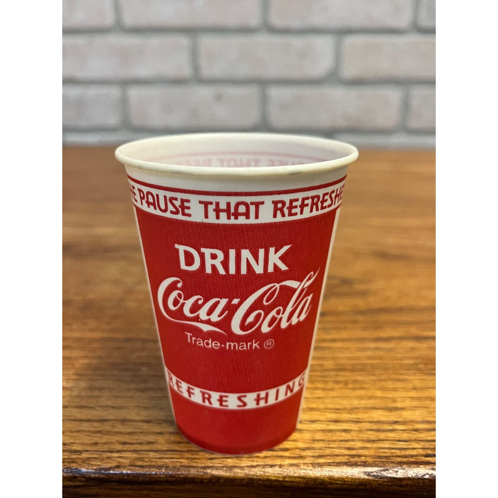 7 Oz Drink Coca-Cola "The Pause That Refreshes" Wax Paper Cup "Refreshing"