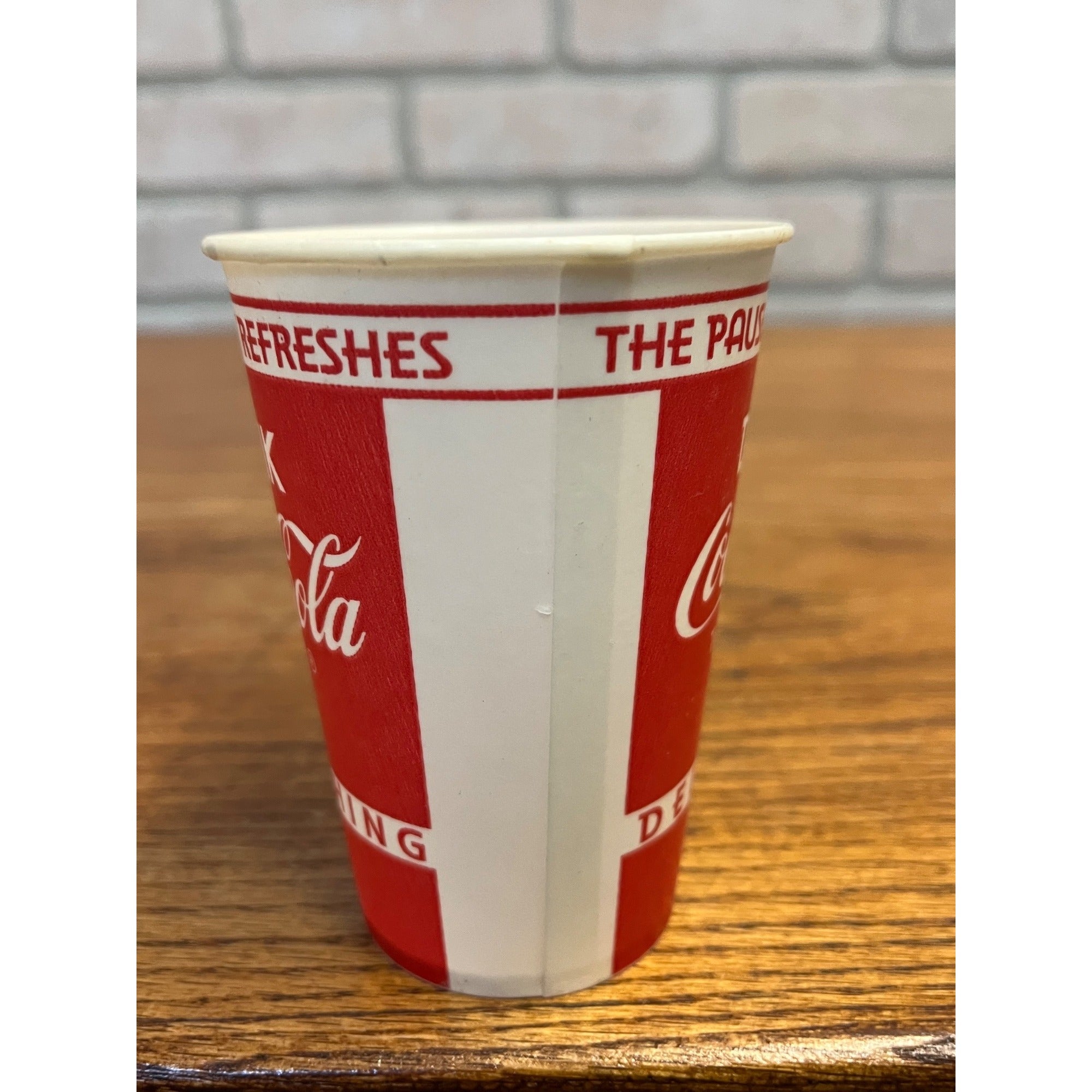 7 Oz Drink Coca-Cola "The Pause That Refreshes" Wax Paper Cup "Refreshing"