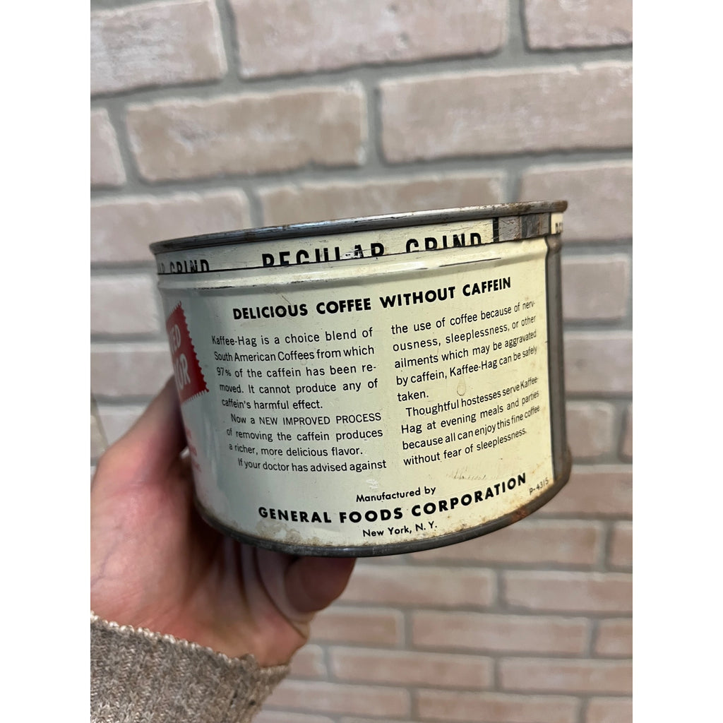 Vintage Kaffee Hag Coffee Tin Regular Grind Decaf 1940s Advertising Kitchen