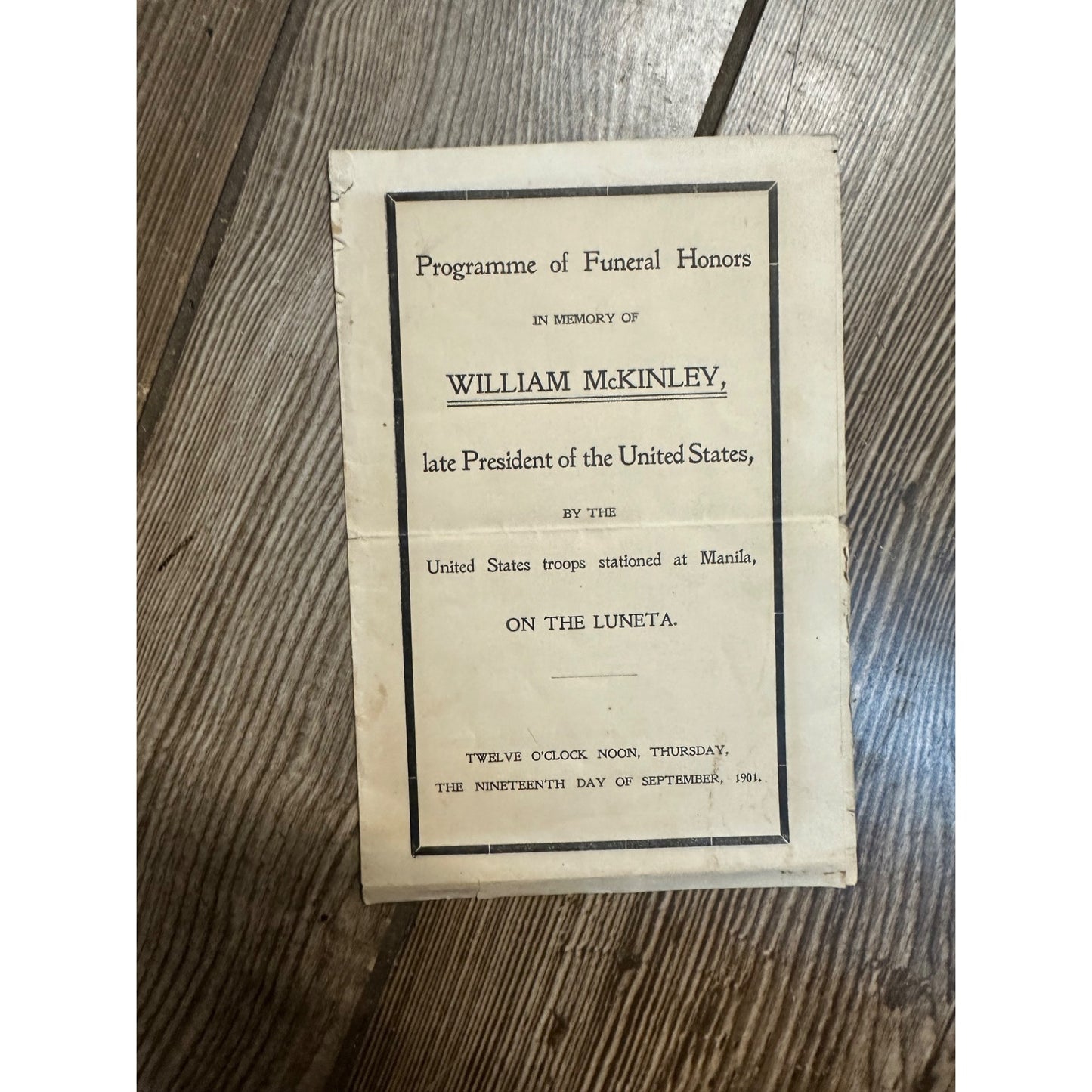 Original President William McKinley Funeral Program United States Troops Manila