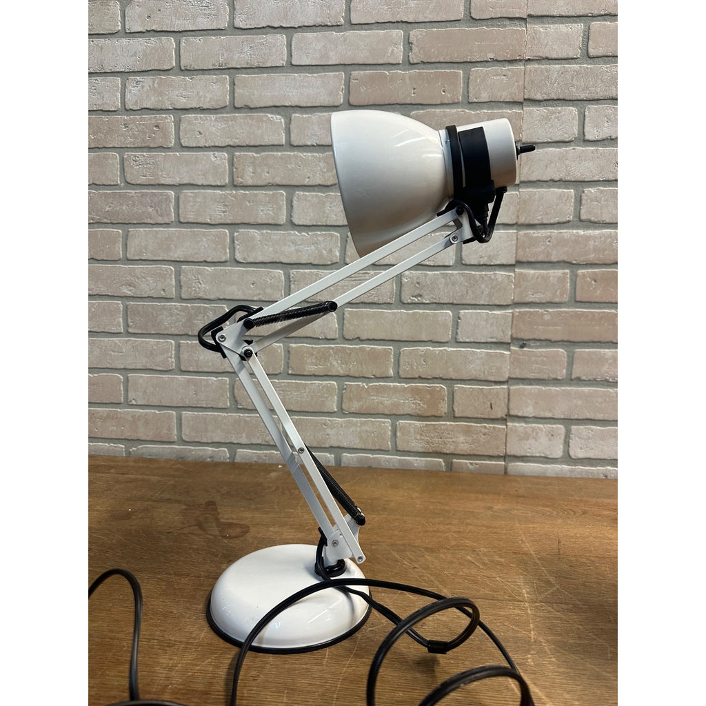 Vintage Drafting Desk Lamp White Articulating Swing Arm w/ Weighted Base Pixar
