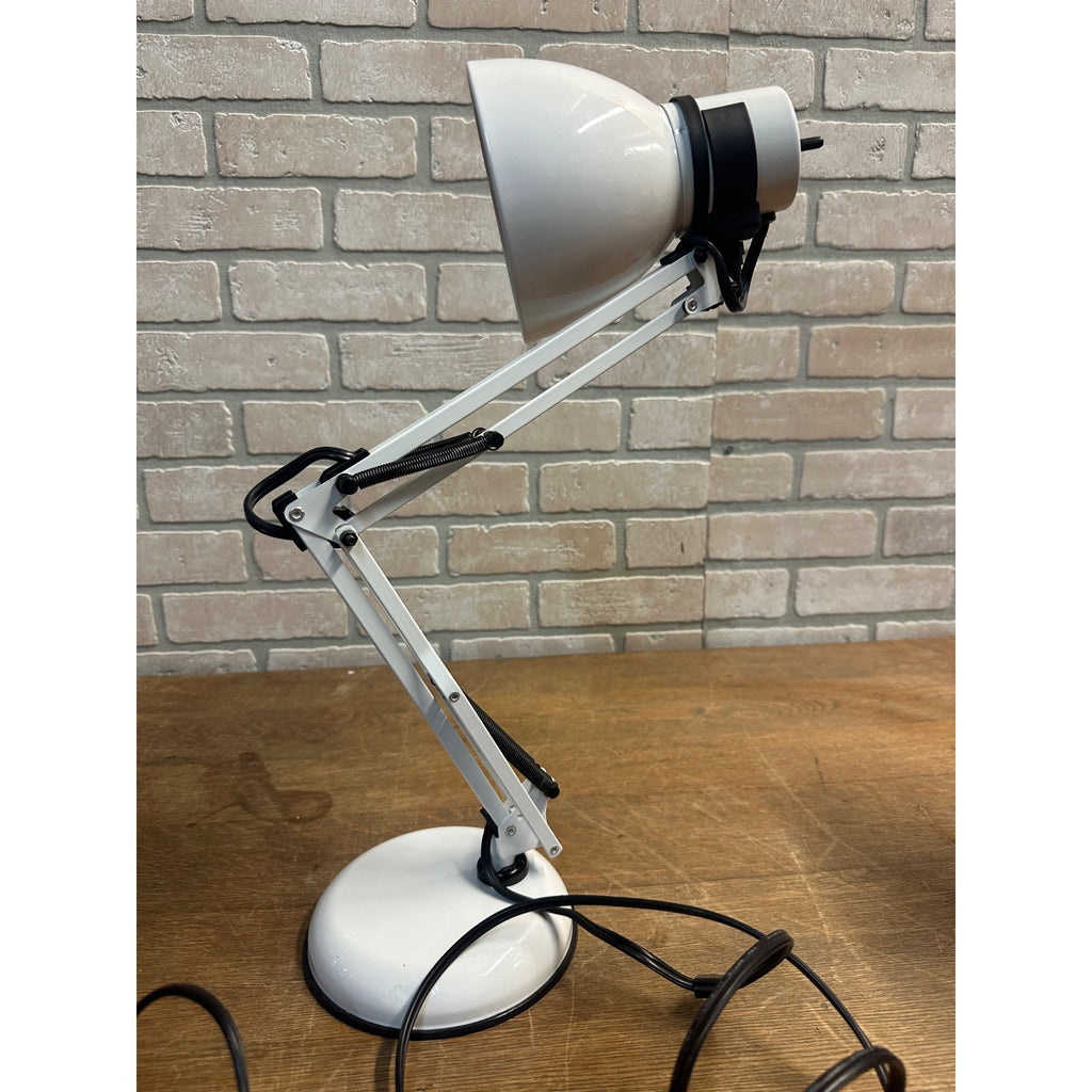 Vintage Drafting Desk Lamp White Articulating Swing Arm w/ Weighted Base Pixar