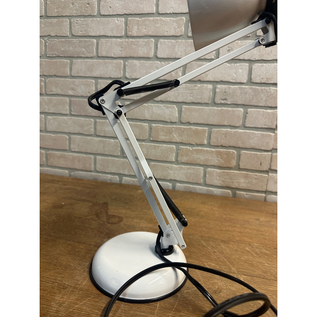 Vintage Drafting Desk Lamp White Articulating Swing Arm w/ Weighted Base Pixar