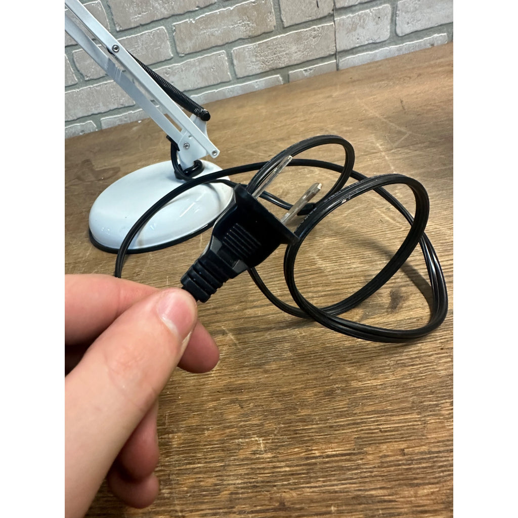 Vintage Drafting Desk Lamp White Articulating Swing Arm w/ Weighted Base Pixar