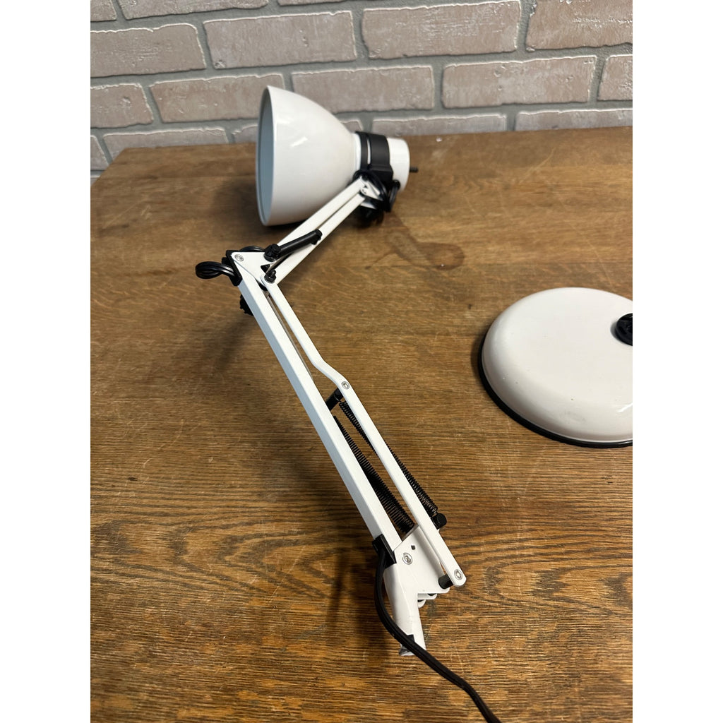Vintage Drafting Desk Lamp White Articulating Swing Arm w/ Weighted Base Pixar
